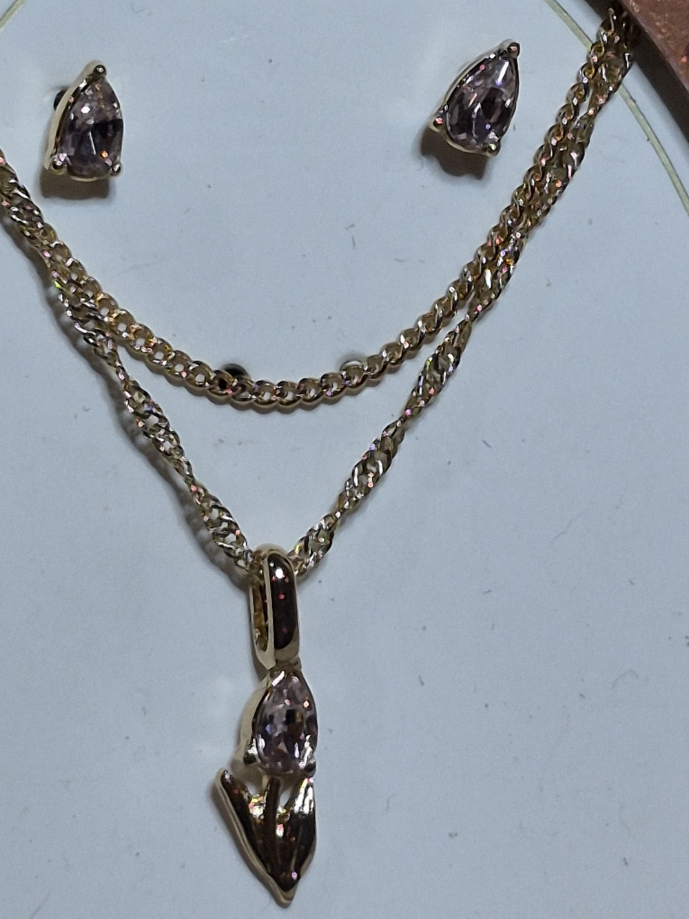 ✨ Target Bellissima 14k Gold Dipped Tulip Necklace & Earring Gift Set NIB